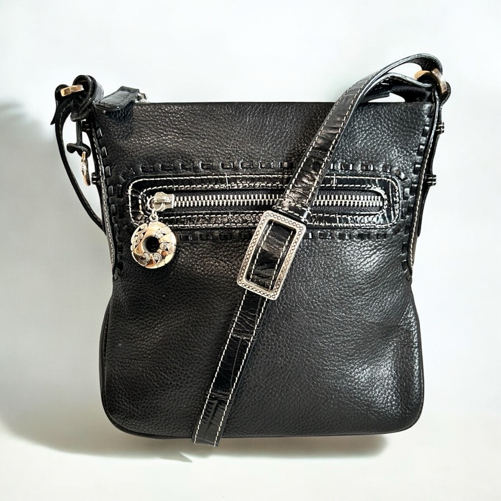 Brighton Black Leather Crossbody Bag